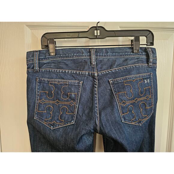 Habitual For Tory By TRB Tory Burch Size 28 Low Rise Dark Wash Boot Cut Jeans - Picture 5 of 5